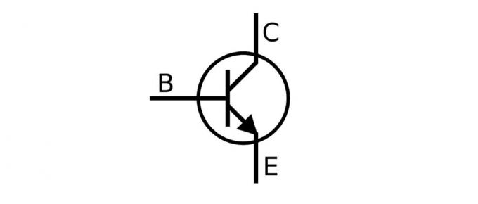 Grafinis simbolis tranzistorius į grandinę