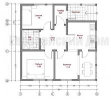 8x8 Namas 2 kambarių plotas 50 m2 nedidelė dalis