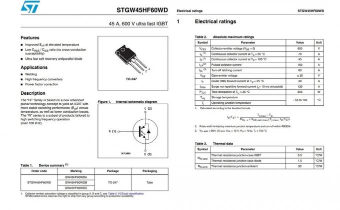 Datasheed STGW45HF60WD