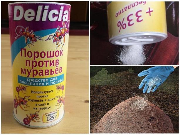 Delicia milteliai nuo skruzdėlių, kaina už 500g, daugiau nei 600 rublių.