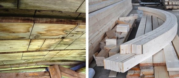 Ant lenkimo linija medienos gali nustatyti specialius gabalai - "siaurėjantys" arba "laukelyje". Tai supaprastina lenkimo medienos procesą.